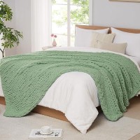 L'Agraty Chunky Knit Blanket Throw - Soft Chunky Throw Blanket 60X80: 100% Hand Kintted Chenile Crochet Throw Blanket For Couch - Large Cable Knit Chunky Blanket For Home Decor(Sage Green)