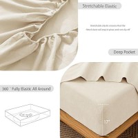 Moomee Bedding Sheet Set 100 Washed Cotton Linen Like Textured Breathable Durable Soft Comfy Almond Milk Grey Twin