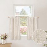 Bgment Short Linen Curtains 36 Inch Length For Kitchen Cafe Window Rod Pocket Half Window Drapes Light Filtering For Bathroom B