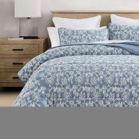 Horimote Home Floral Embroidery Quilt King Size  Blue King Quilt Bedding Set Soft Lightweight Bedspread 3 Pieces Shabby Chic Farmhouse King Size Comforter Set For All Seasons