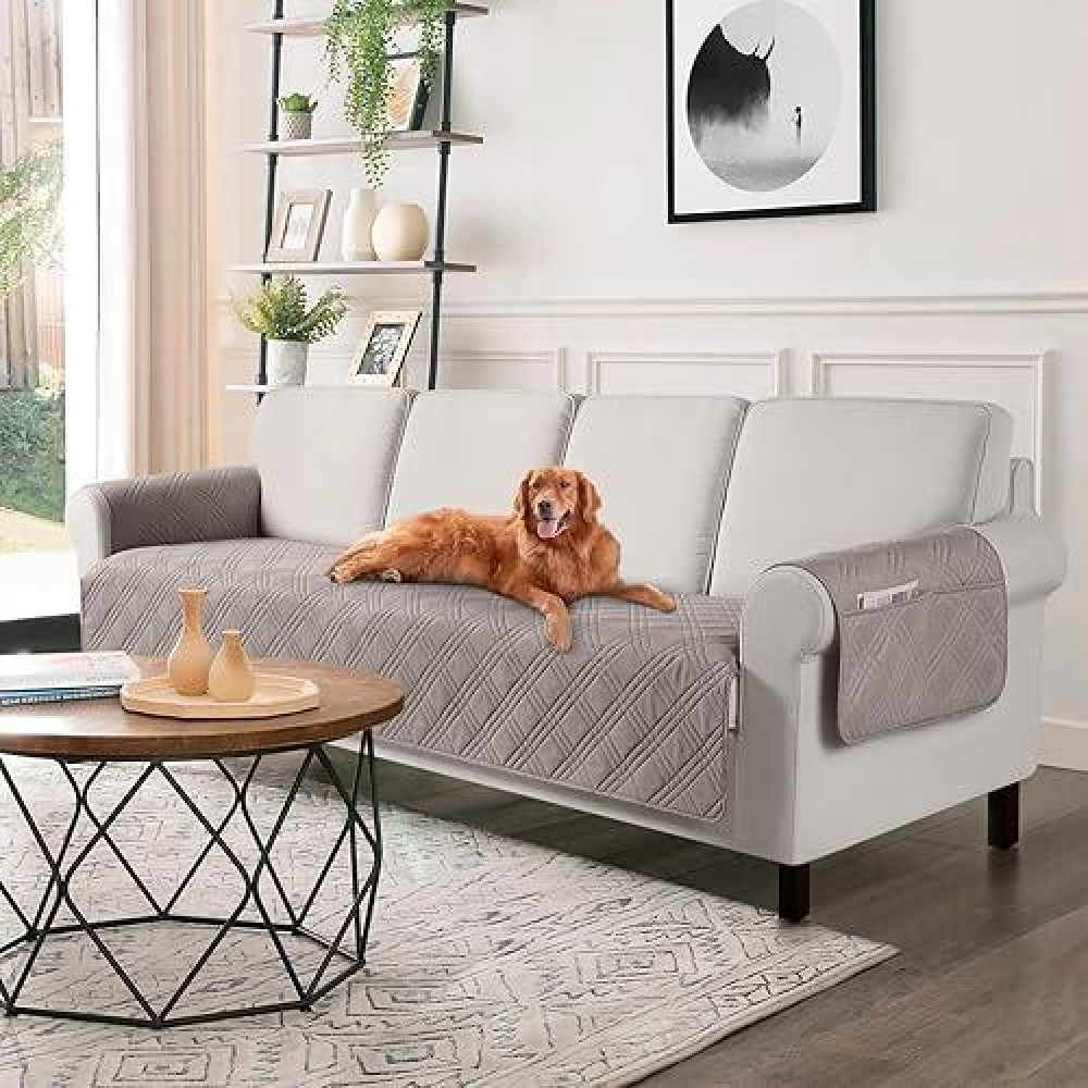 Taococo Waterproof Oversized Sofa Covers For Pets Without Back Cover  Couch Seat Covers With Pocket For 4 Cushion Couch Washable Dog Couch Protector Sofa Slipcovers(Oversized Sofa  Light Brown)