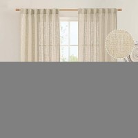 Lamit Light Filtering Linen Curtains 78 Inches Long For Bedroom Faux Linen Textured Semi Sheer Back Tab And Rod Pocket Boho Mod