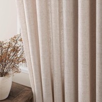 Nanspring Linen Blend Oatmeal Sheer Curtains 108 Inches Long 2 Panels Sets For Living Room Grommet Semi Sheer Light Filterinig B