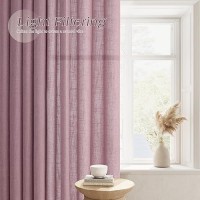 Blush Light Filtering Sheer Curtains 96 Inches Long For Living Room 2 Panels Grommet Drapes Textured Linen Ramie Semitransparent