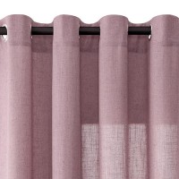 Blush Light Filtering Sheer Curtains 96 Inches Long For Living Room 2 Panels Grommet Drapes Textured Linen Ramie Semitransparent