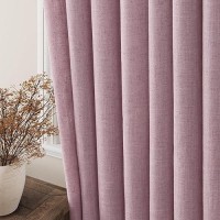 Blush Light Filtering Sheer Curtains 96 Inches Long For Living Room 2 Panels Grommet Drapes Textured Linen Ramie Semitransparent