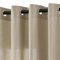 Taupe Linen Blend Curtains 102 Inches Long 2 Panels Set Grommet Natural Faux Semi Sheer Sunlight Filtering Drapery Luxury Lightw