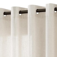 Sand Linen Curtains 90 Inches Long 2 Panel Set Grommet Elegant Semi Sheer Light Filtering Drapes Neutral Boho Linen Blend Privac