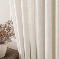 Sand Linen Curtains 90 Inches Long 2 Panel Set Grommet Elegant Semi Sheer Light Filtering Drapes Neutral Boho Linen Blend Privac