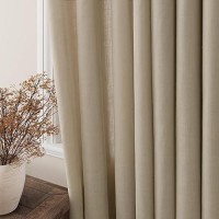 Taupe Linen Curtains 84 Inches Long 2 Panel Set Grommet Elegant Semi Sheer Light Filtering Drapes Neutral Boho Linen Blend Priva