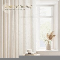 Sand Linen Extra Long Curtains For Living Room 120 Length 2 Panels Grommet Semi Sheer Light Filtering Curtains Solid Flax Privac