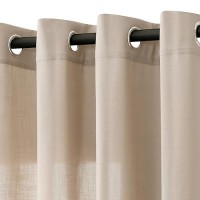 Tan Light Filtering Sheer Curtains 96 Inches Long For Living Room 2 Panels Grommet Drapes Textured Linen Ramie Semitransparent P