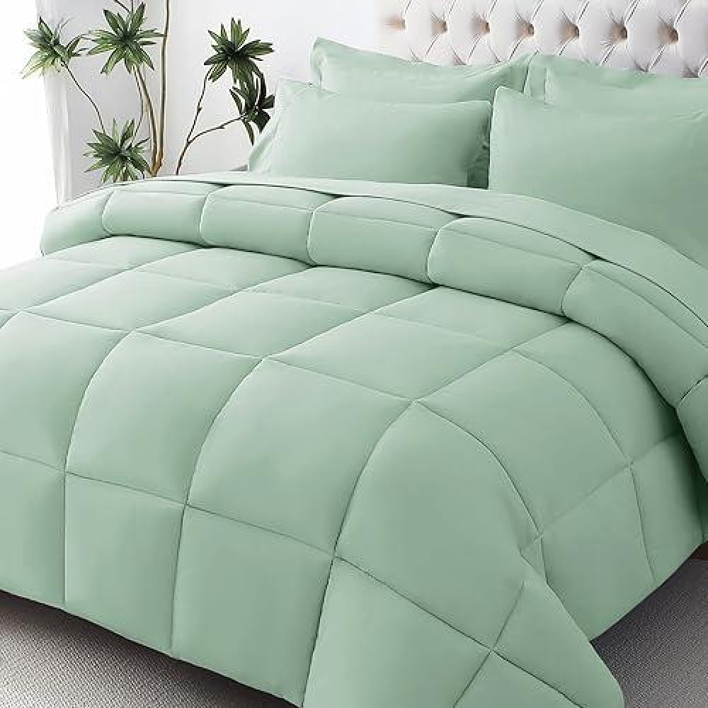 Jollyvogue Full Size Comforter Set Ultrasoft Full Size Bed Set Full Comforter Sets 7Piece Bed In A Bag Goose Down Alternat