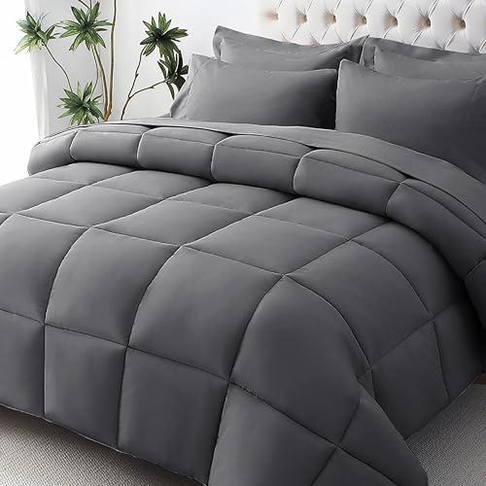 Jollyvogue Full Size Comforter Set Ultrasoft Full Size Bed Set Full Comforter Sets 7Piece Bed In A Bag Goose Down Alternat