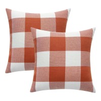 Miulee Fall Pack Of 2 Decorative Classic Farmhouse Buffalo Check Plaids Throw Pillow Covers Polyester Linen Soft Cushion Case Fo