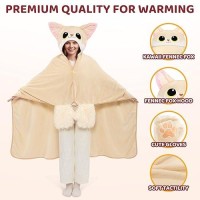 Mewaii Wearable Oversized Blanket Hoodie For Adults  Fennec Fox Blanket Hooded Cloak  Warm And Cozy Flannel Cute Blanket Hoodie  Funny Blanket Christmas Gifts For Women And Males