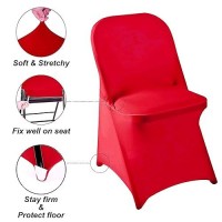 Howhic Folding Chair Covers For Party 36Pcs  Red Universal Spandex Chair Covers For Folding Chairs  Stretchy Fitted Chair Covers For Wedding  Party  Banquet  Conference (36Pcs  Red)