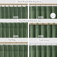 Joywell Linen Pinch Pleated Window Curtains 108 Inch Long Back Tab Clip Rings Semi Sheer Light Filtering Drapes With Hooks For B