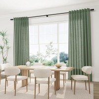 Joywell Linen Pinch Pleated Window Curtains 108 Inch Long Back Tab Clip Rings Semi Sheer Light Filtering Drapes With Hooks For B