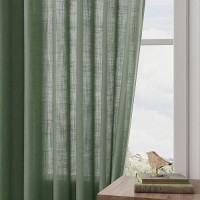 Joywell Linen Pinch Pleated Window Curtains 108 Inch Long Back Tab Clip Rings Semi Sheer Light Filtering Drapes With Hooks For B