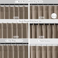 Joywell Linen Pinch Pleated Window Curtains 102 Inch Long Back Tab Clip Rings Semi Sheer Light Filtering Drapes With Hooks For B