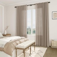 Joywell Linen Pinch Pleated Window Curtains 120 Inch Long Back Tab Clip Rings Semi Sheer Light Filtering Drapes With Hooks For B