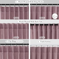 Joywell Linen Pinch Pleated Window Curtains 108 Inch Long Back Tab Clip Rings Semi Sheer Light Filtering Drapes With Hooks For B