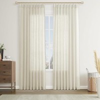 Joywell Linen Pinch Pleated Window Curtains 84 Inch Long Back Tab Clip Rings Semi Sheer Light Filtering Drapes With Hooks For Be