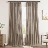 Joywell Linen Pinch Pleated Window Curtains 108 Inch Long Back Tab Clip Rings Semi Sheer Light Filtering Drapes With Hooks For B