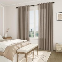 Joywell Linen Pinch Pleated Window Curtains 108 Inch Long Back Tab Clip Rings Semi Sheer Light Filtering Drapes With Hooks For B