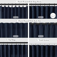 Joywell Linen Pinch Pleated Window Curtains 108 Inch Long Back Tab Clip Rings Semi Sheer Light Filtering Drapes With Hooks For B