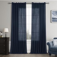 Joywell Linen Pinch Pleated Window Curtains 108 Inch Long Back Tab Clip Rings Semi Sheer Light Filtering Drapes With Hooks For B