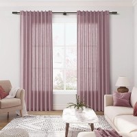 Joywell Linen Pinch Pleated Window Curtains 96 Inch Long Back Tab Clip Rings Semi Sheer Light Filtering Drapes With Hooks For Be