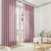 Joywell Linen Pinch Pleated Window Curtains 96 Inch Long Back Tab Clip Rings Semi Sheer Light Filtering Drapes With Hooks For Be