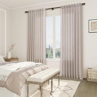 Joywell Linen Pinch Pleated Window Curtains 84 Inch Long Back Tab Clip Rings Semi Sheer Light Filtering Drapes With Hooks For Be