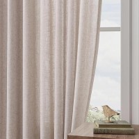 Joywell Linen Pinch Pleated Window Curtains 84 Inch Long Back Tab Clip Rings Semi Sheer Light Filtering Drapes With Hooks For Be