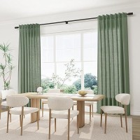 Joywell Linen Pinch Pleated Window Curtains 120 Inch Long Back Tab Clip Rings Semi Sheer Light Filtering Drapes With Hooks For B