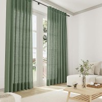 Joywell Linen Pinch Pleated Window Curtains 120 Inch Long Back Tab Clip Rings Semi Sheer Light Filtering Drapes With Hooks For B