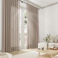 Joywell Linen Pinch Pleated Window Curtains 84 Inch Long Back Tab Clip Rings Semi Sheer Light Filtering Drapes With Hooks For Be