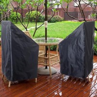 Tudomro 4 Pcs Stacking Outdoor Chair Covers Waterproof Black 210D Outdoor Patio Furniture Covers High Back Patio Chair Covers Wi