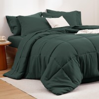 Bedsure Forest Green Queen Comforter Set 7 Pieces Solid Queen Bed In A Bag Queen Bed Set Forest Green With Comforters Sheets