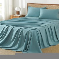 Andency Grayish Teal Sheets King Set 4 Pieces Super Soft Sheets For King Size Bed Microfiber King Sheet Set Deep Pocket Up To