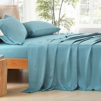 Andency Grayish Teal California King Sheet Sets 100 Viscose Derived From Bamboo Cooling Sheet Set Deep Pocket Up To 16 Si