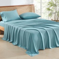 Andency Grayish Teal King Size Sheets Set 100 Viscose Derived From Bamboo Cooling King Sheets Deep Pocket Up To 16 Silky