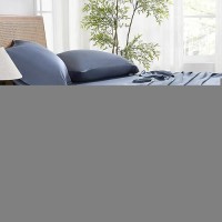 Andency Dark Blue Grey Full Size Bed Sheets 100 Viscose Derived From Bamboo Cooling Full Sheets Deep Pocket Up To 16 Silk