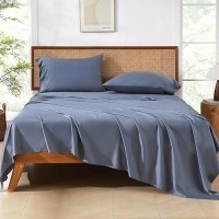 Andency Dark Blue Grey California King Sheet Sets 100 Viscose Derived From Bamboo Cooling Sheet Set Deep Pocket Up To 16