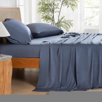 Andency Dark Blue Grey California King Sheet Sets 100 Viscose Derived From Bamboo Cooling Sheet Set Deep Pocket Up To 16