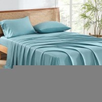 Andency Grayish Teal Queen Sheets Set 100 Viscose Derived From Bamboo Cooling Bed Sheets Queen Size Deep Pocket Up To 16