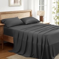 Andency Dark Grey California King Sheet Sets 100 Viscose Derived From Bamboo Cooling Sheet Set Deep Pocket Up To 16 Silky