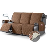 Taococo 100% Waterproof Recliner Sofa Covers 3 Seater Split Couch Covers For 3 Cushion Reclining Couch With Straps  Non Slip Reclining Sofa Covers Furniture Protector For Kids Pets(3 Seater  Brown)